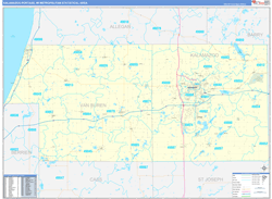 Kalamazoo-Portage Metro Area Wall Map Basic Style 2024